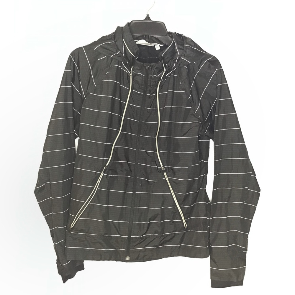Athleta Run On Striped Windbreaker Jacket